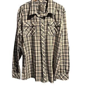 PJMark 2XL long sleeve plaid shirt Adjustable Sleeve 100% Cotton Business Casual